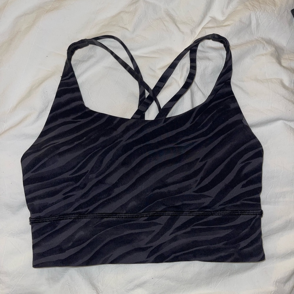 lululemon training energy longline bra zebra print